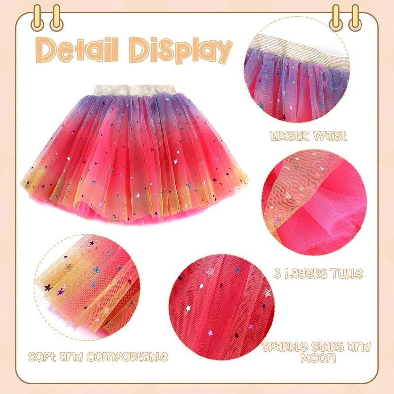 Revkokmx Girls Layered Rainbow Tutu Skirt Dance Dress Ruffle Tiered Clubwear - Image 2